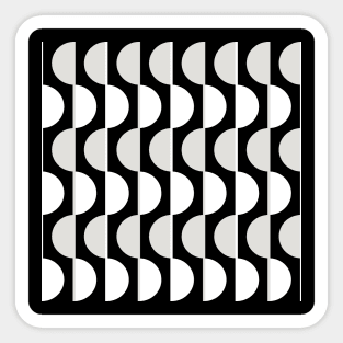 Black and White Retro Half-Circles Sticker